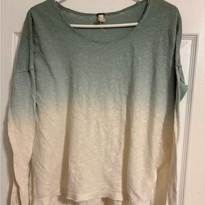 We The Free Green and Cream Ombre Top